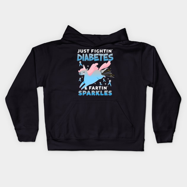 diabetes funny unicorn farting sparkles Kids Hoodie by TeesCircle